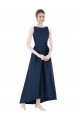 Discount Full Length Sleeveless Long Satin Bridesmaid Dress with High Low Hem Detail UK