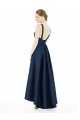Discount Full Length Sleeveless Long Satin Bridesmaid Dress with High Low Hem Detail UK