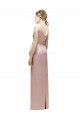 Discount Sleeveless V-Neck Long Satin Bridesmaid Dress with Draped Bodice and Tiered Bow UK
