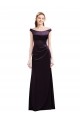 Discount Off The Shoulder Long Satin Bridesmaid Dress with Asymmetrical Pleated Bodice UK