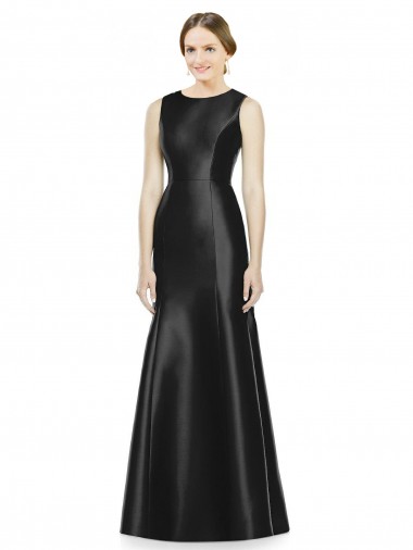 Discount Full Length Mermaid Long Satin Bridesmaid Dress with Keyhole Back UK