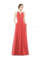 Discount Sheer V-Neck Tulle Illusion Long Satin Bridesmaid Dress UK