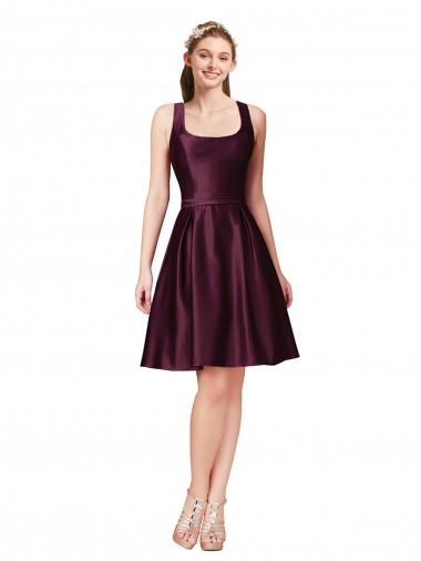 Discount Classic Cocktail Knee Length Satin Bridesmaid Dress / Prom Dress with V Back and Bow Detail UK