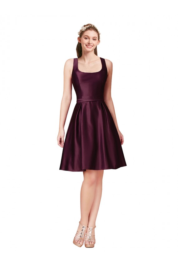 Discount Classic Cocktail Knee Length Satin Bridesmaid Dress / Prom Dress with V Back and Bow Detail UK