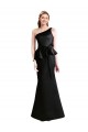 Discount Long One Shoulder Satin Bridesmaid Dress with Bow Ties UK