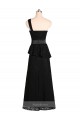 Discount Long One Shoulder Satin Bridesmaid Dress with Bow Ties UK