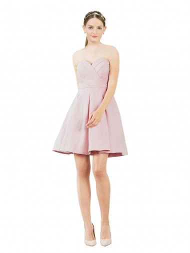 Discount Short Knee Length Sweetheart Satin Cocktail Bridesmaid Dress UK