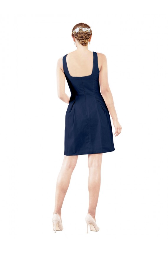 Discount V-Neck A-Line Satin Cocktail Bridesmaid Dress with Pockets UK