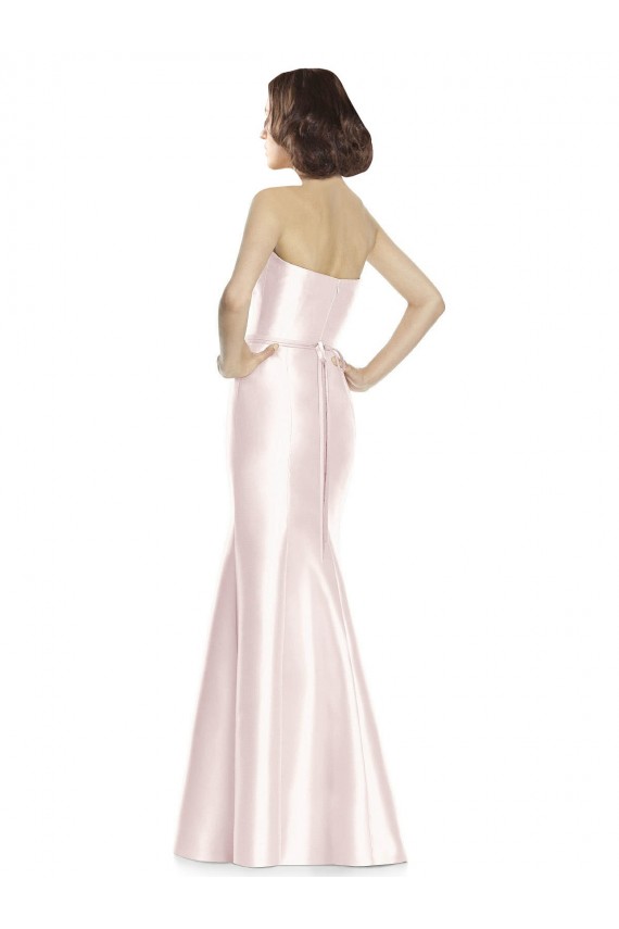 Discount Long Sweetheart Satin Bridesmaid Dress with Slim Beaded Sash UK