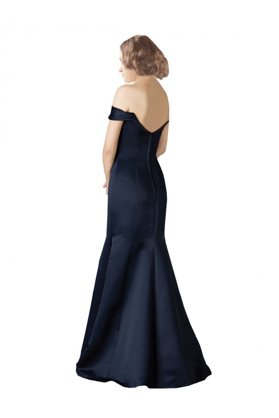 Discount Fit and Flare Satin Bridesmaid Dress / Prom Dress with Off the Shoulder Neckline UK