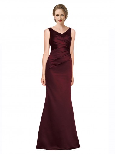 Discount Figure Shaping Formal Satin Bridesmaid Dress / Prom Dress with Structured Pleats UK