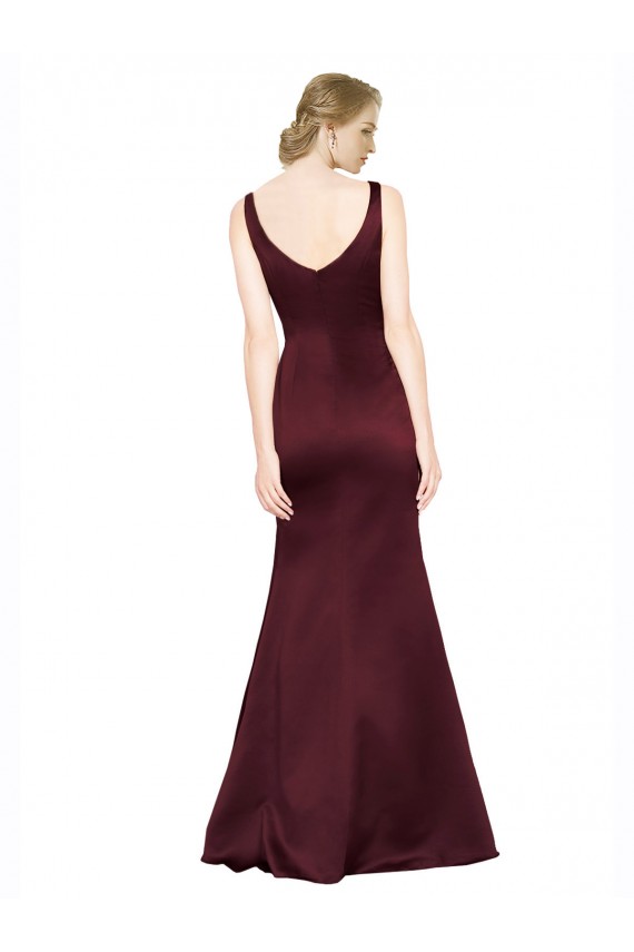 Discount Figure Shaping Formal Satin Bridesmaid Dress / Prom Dress with Structured Pleats UK