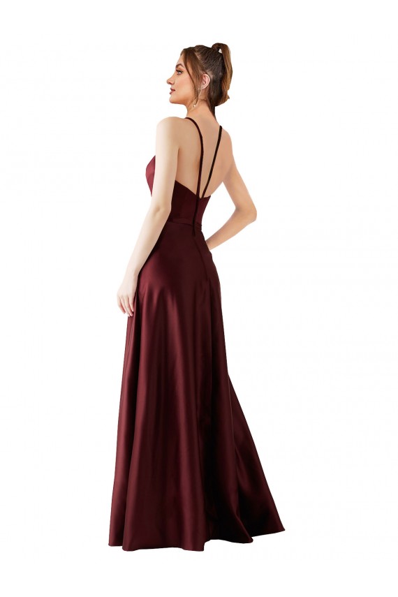 Discount Sleek Satin Bridesmaids Dress with Pockets UK