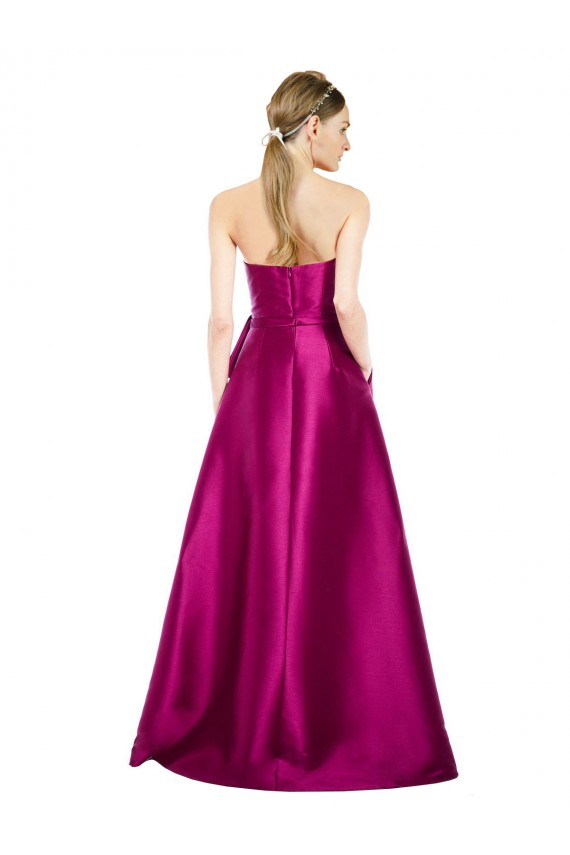 Discount Sleeveless V-Neck Long Satin Bridesmaid Dress / Prom Dress with Bow Waist UK