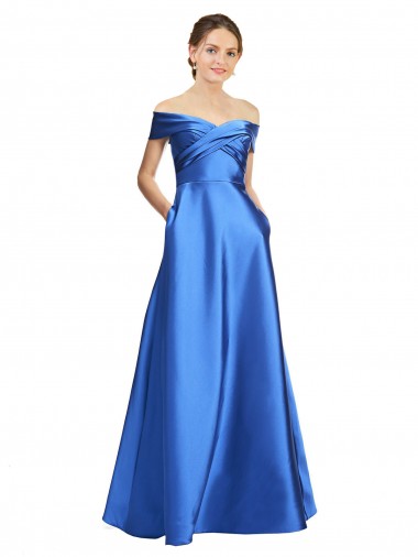 Discount Sleeveless Off the Shoulder Ball Gown Formal Satin Bridesmaid Dress / Prom Dress UK