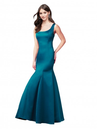 Discount Long Sleek Satin Bridesmaid Dress / Prom Dress with U-Back UK
