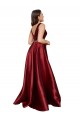 Discount Sleeveless Deep V-Neck A-Line Formal Satin Bridesmaid Dress / Prom Dress with Pockets UK