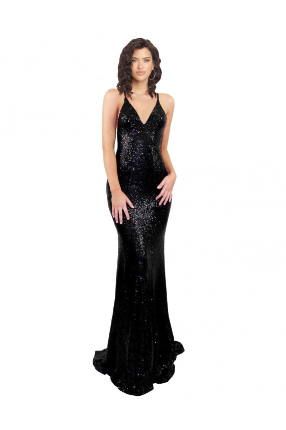 Discount Sleek Fishtail Shaped Open Back Formal Sequin Bridesmaid Dress / Prom Dress UK