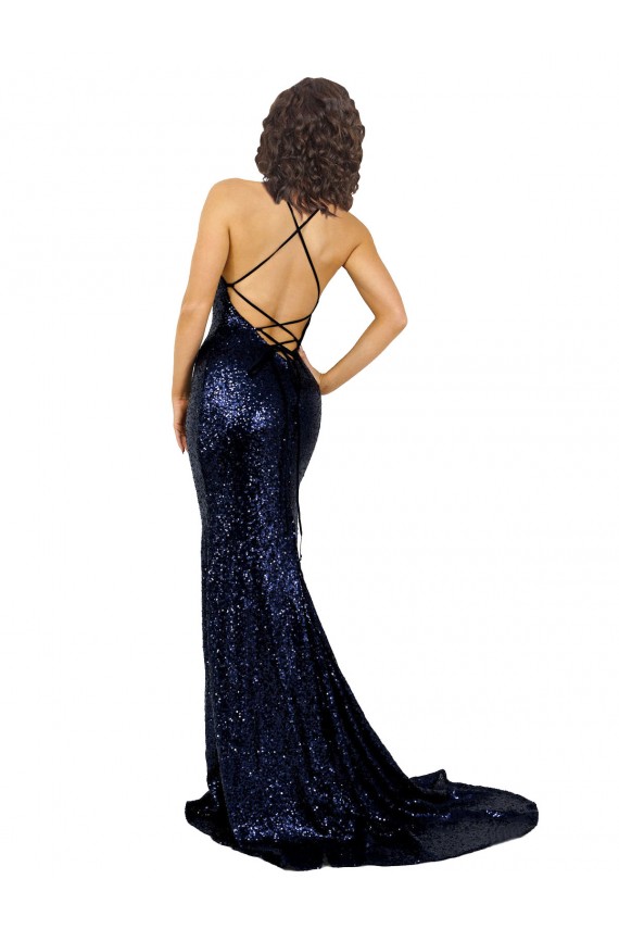 Discount Mermaid V-Neck Low Back Long Formal Sequin Bridesmaid Dress / Prom Dress UK