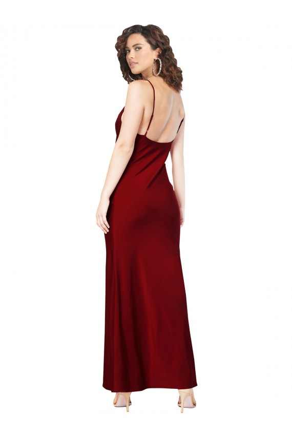 Discount Cowl Neck Low Back Formal Silky Satin Bridesmaid Dress / Prom Dress with Thin Back Straps UK