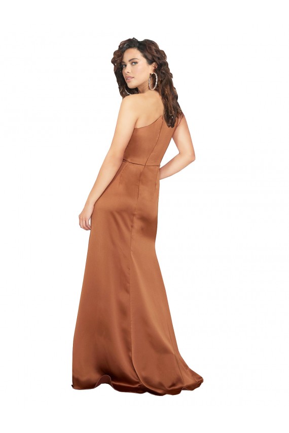 Discount One Shoulder Formal Silky Satin Bridesmaid Dress / Prom Dress UK