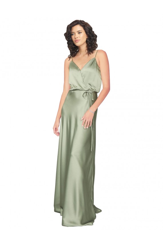 Discount Formal Silky Satin Bridesmaid Dress with Tied Waist UK