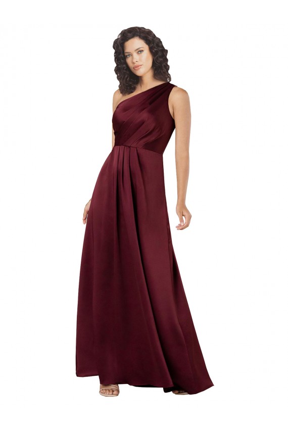 Discount One Shoulder Formal Silky Satin Bridesmaid Dress / Prom Dress with Subtle Pleats UK