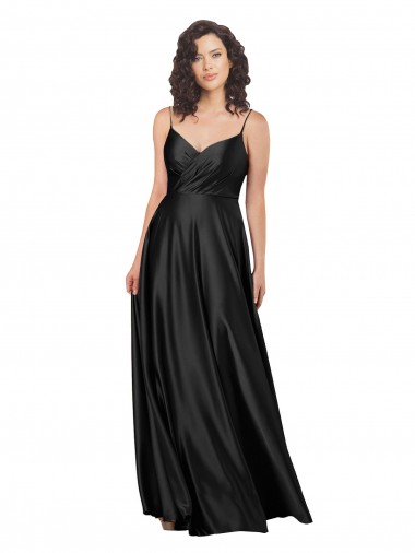 Discount Full Length V-Neckline Formal Silky Satin Bridesmaid Dress / Prom Dress with Full Skirt UK