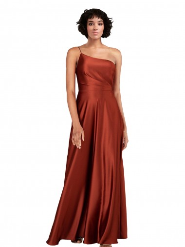 Discount Sophisticated One Shoulder Formal Silky Satin Bridesmaid Dress / Prom Dress with Full Skirt UK
