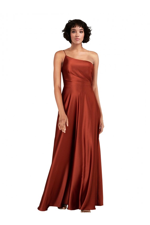 Discount Sophisticated One Shoulder Formal Silky Satin Bridesmaid Dress / Prom Dress with Full Skirt UK