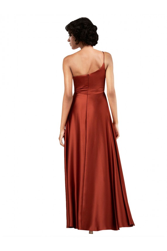 Discount Sophisticated One Shoulder Formal Silky Satin Bridesmaid Dress / Prom Dress with Full Skirt UK
