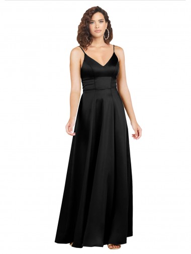 Discount Formal Silky Satin Floor-Length Long Bridesmaid Dress / Prom Dress with V-Neckline UK
