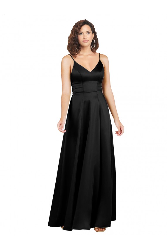 Discount Formal Silky Satin Floor-Length Long Bridesmaid Dress / Prom Dress with V-Neckline UK