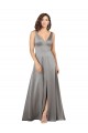 Discount Plunging V-Neckline Long A-Line Formal Silky Satin Bridesmaid Dress / Prom Dress UK