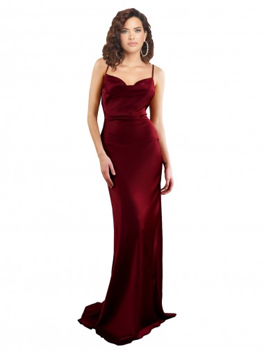 Discount Cowl Neck Long Criss Cross Open Back Formal Silky Satin Bridesmaid Dress / Prom Dress UK