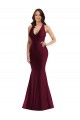 Discount Plunge Neckline Cutout Low Back Formal Silky Satin Mermaid Bridesmaid Dress / Prom Dress UK