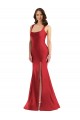 Discount Square Neck Formal Silky Satin Mermaid Bridesmaid Dress / Prom Dress with Side Slit UK