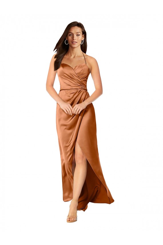 Discount Faux-Wrap Skirt Formal Silky Satin Bridesmaid Dress / Prom Dress UK