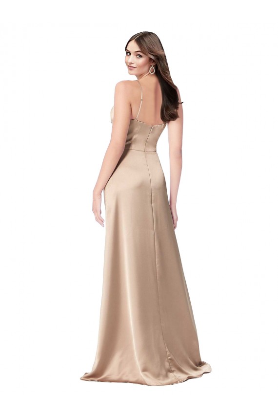Discount Formal Silky Satin Bridesmaid Dress / Prom Dress with Draped Surplice Bodice UK