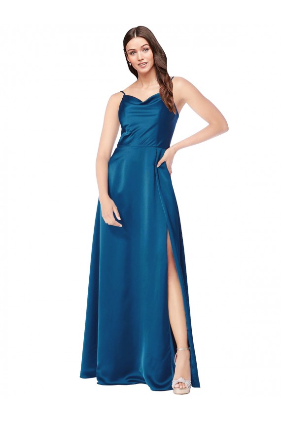 Discount Cowl Neck Salky Satin Bridesmaid Dress / Prom Dress UK