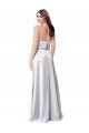 Discount Halter Neck Formal Silky Satin Bridesmaid Dress with Strappy Back UK