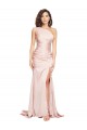 Discount Full Length One Shoulder Long Formal Silky Satin Bridesmaid Dress / Prom Dress with High Split UK