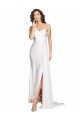 Discount One Shoulder Floor Length Silky Satin Wedding Dress with Side Slit UK
