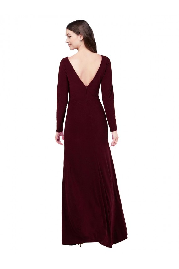 Discount Long Sleeves Spandex Bridesmaid Gown with Front Slit UK