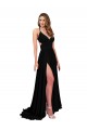 Discount High Slit Open Back Long Formal Spandex Bridesmaid Dress / Prom Dress with Lined Crossover Bust UK