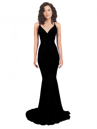Discount Fishtail Shaped V-Neck Open Back Formal Spandex Bridesmaid Dress / Prom Dress UK
