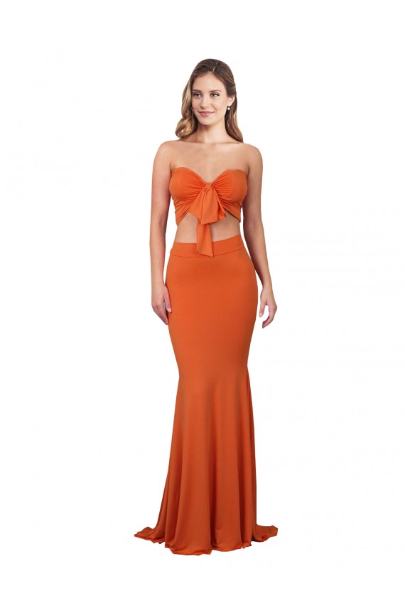 Discount Strapless Bandeau Bodice Long Formal Spandex Bridesmaid Dress / Prom Dress UK