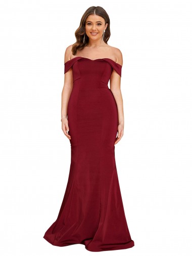 Discount Off Shoulder Sleeves Sweetheart Neckline Long Formal Spandex Bridesmaid Dress / Prom Dress UK