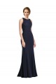 Discount High Neck Sheath Long Crepe Bridesmaid Dress / Prom Dress UK