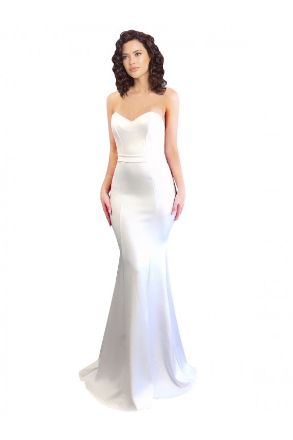 Discount Sweetheart Strapless High Neck Long Formal Crepe Bridesmaid Dress / Prom Dress UK
